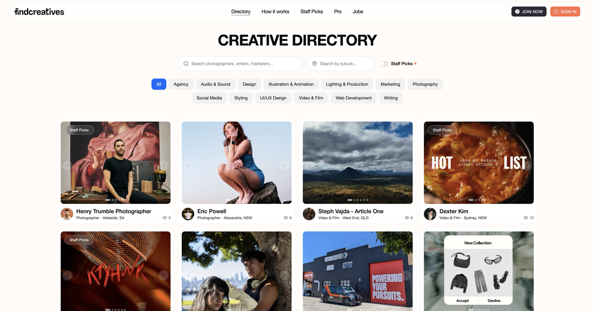 Curated Marketplace of Australian Creative Professionals | Find Creatives